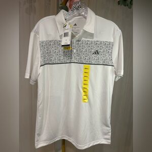 Adidas Golf Polo Shirt White Pattern Performance Polo NWT Small